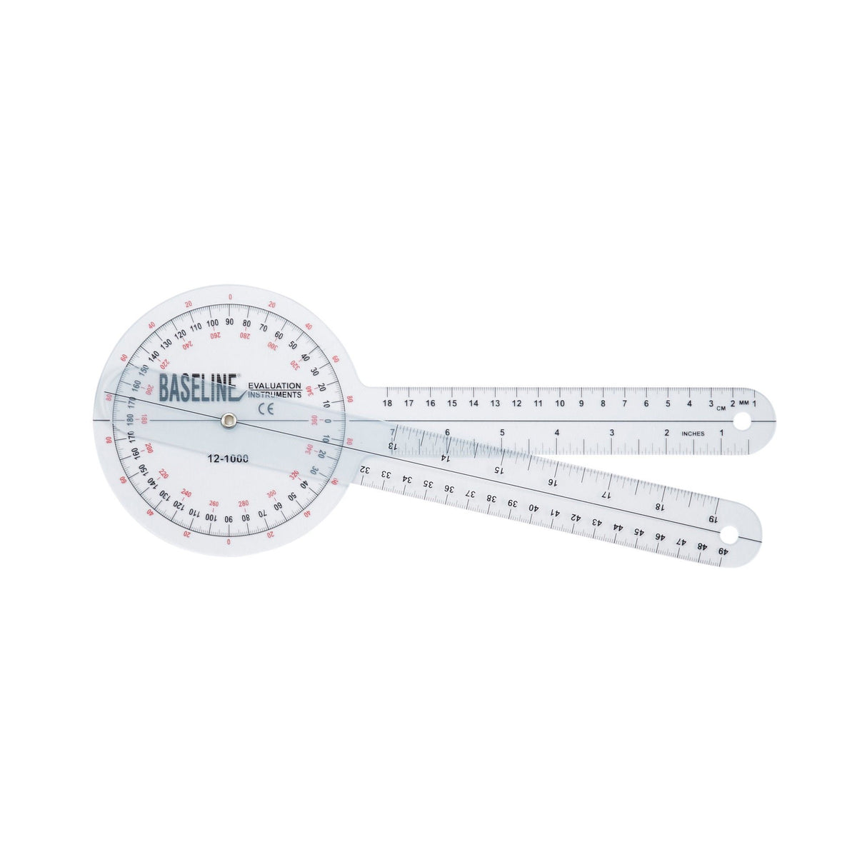Baseline Plastic Goniometer, Transparent, 360 Degree, 12"