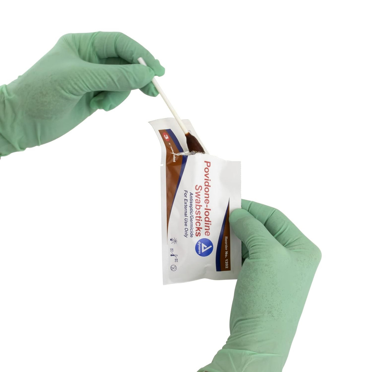 Dynarex Povidone-Iodine Swabsticks, 4" Saturated, Antiseptic/Germicide