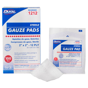 Dukal Sterile Gauze Sponge, 2 x 2 Inch, 12-Ply