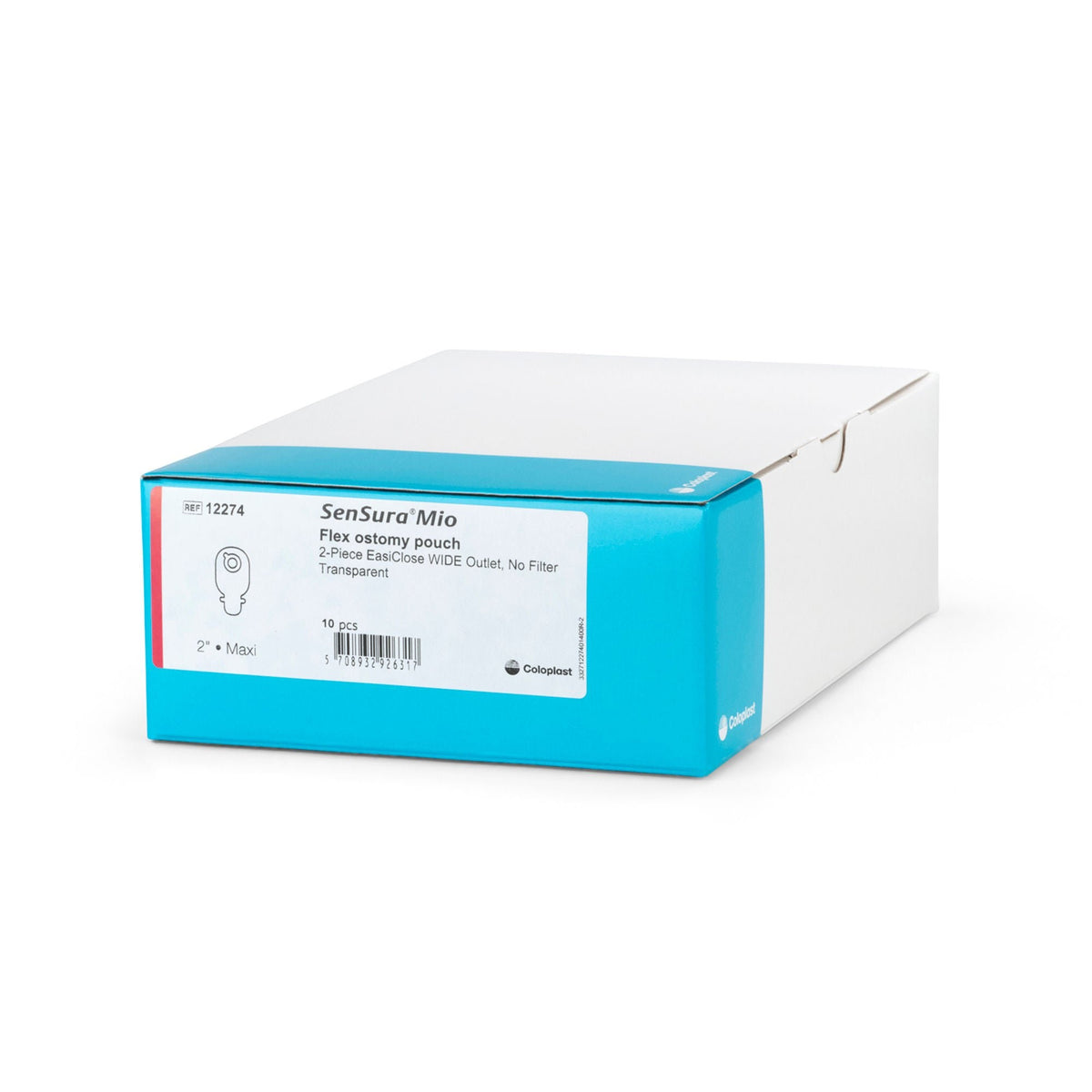 Coloplast SenSura Mio Flex Ostomy Pouch, 2-Piece EasiClose Wide Outlet, Transparent, 2 3/4" Maxi, Box of 10 - 12283 - LL Medico