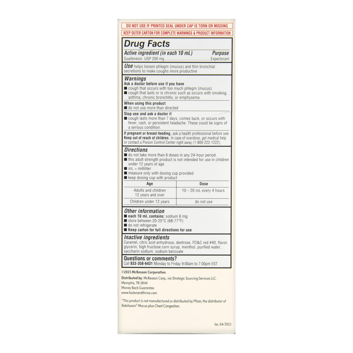 Foster & Thrive Adult Tussin Guaifenesin Oral Solution Relief Syrup, 8 fl oz