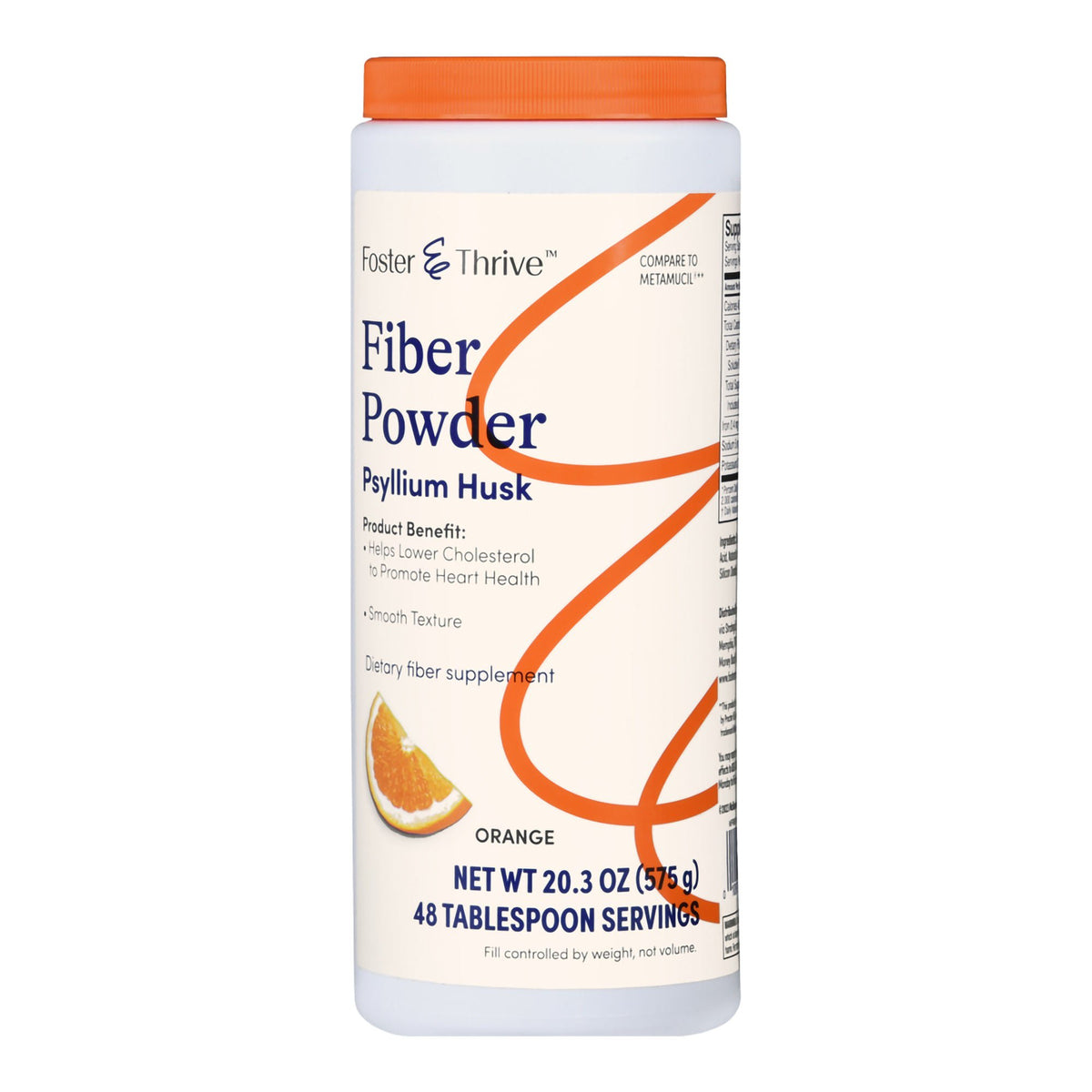 Foster & Thrive Fiber Powder, Psyllium Husk, Orange Flavor - 20.3 oz - LL Medico