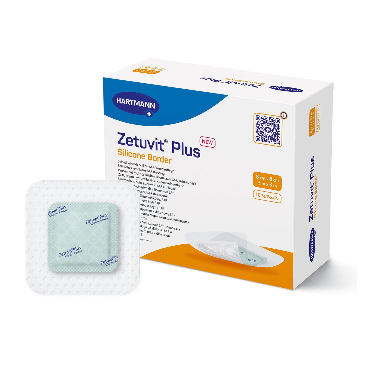Hartmann Zetuvit Plus Silicone Border Super Absorbent Dressing, Square, Bordered - 413900 - LL Medico