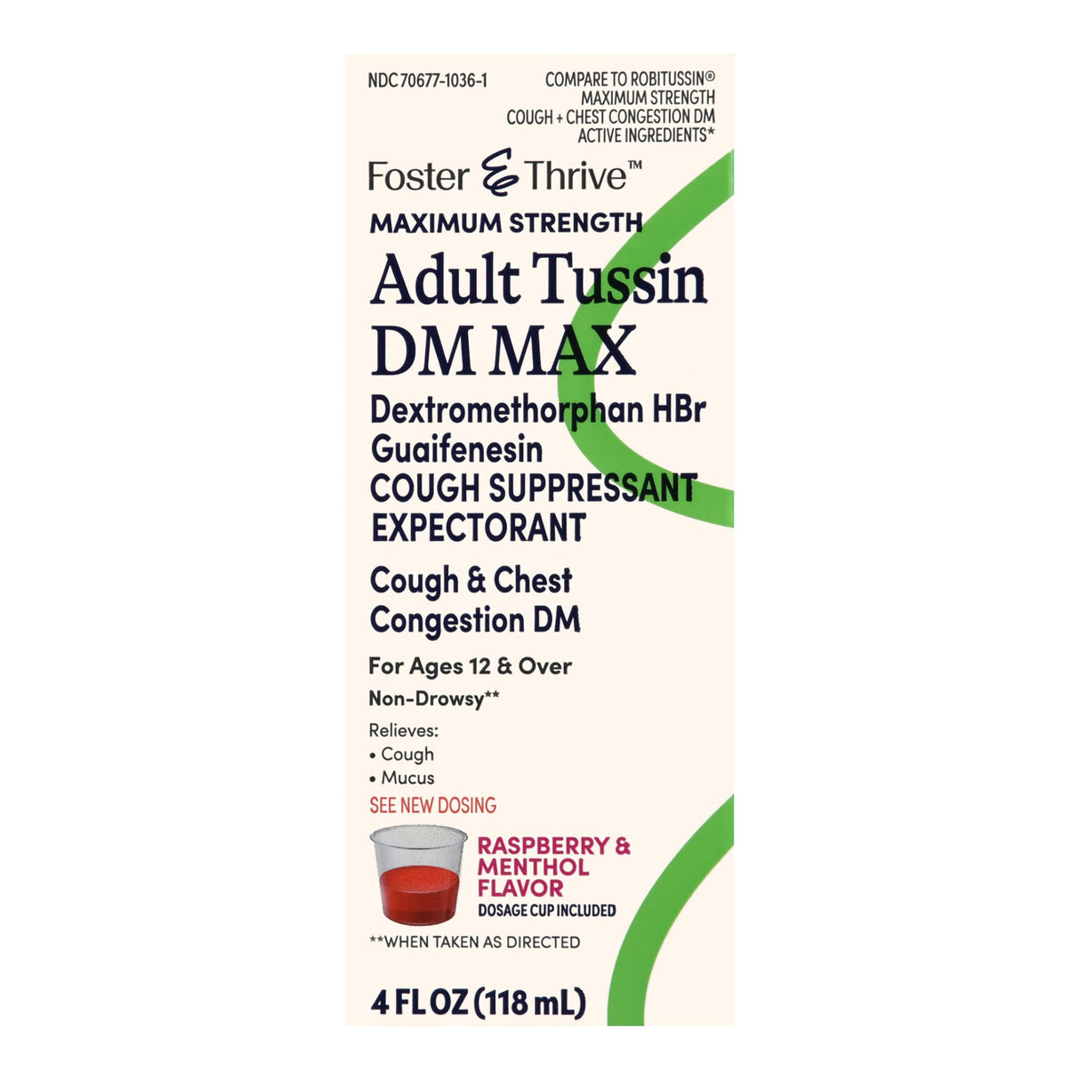 Foster & Thrive Adult Tussin DM MAX - Maximum Strength - 4 oz
