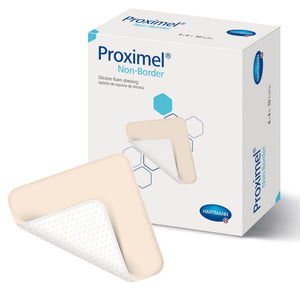 Hartmann Proximel Non-Border Foam Dressing, Waterproof, Silicone Face, Sterile — 4" x 4"