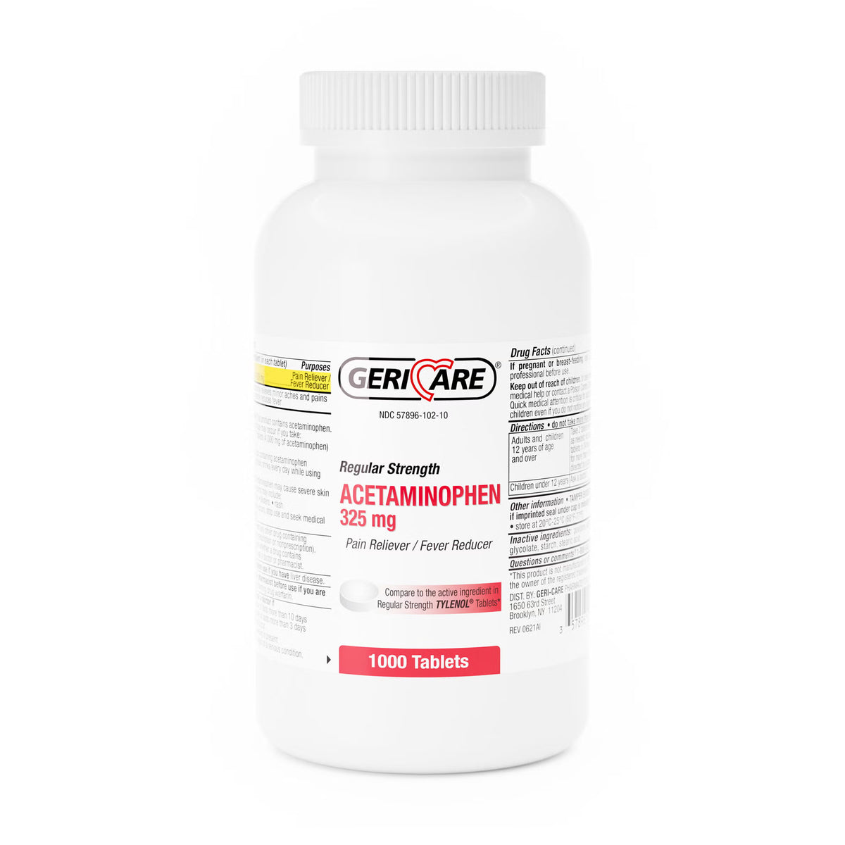 Geri-Care Regular Strength Acetaminophen Tablets, 325 mg - 1,000 count - LL Medico
