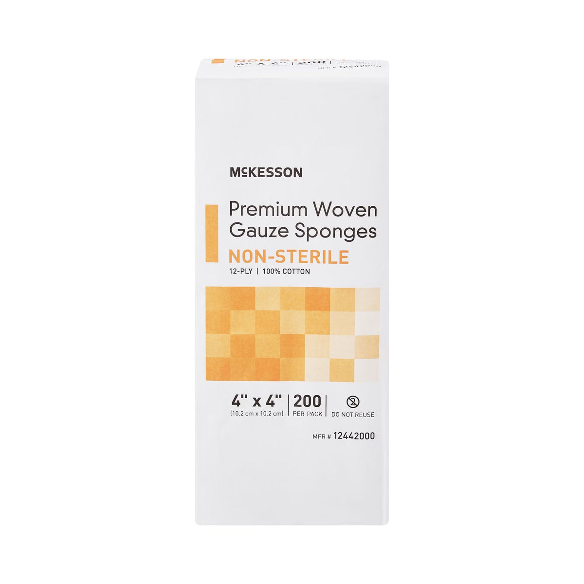 McKesson Gauze Sponge, Nonsterile, 4 x 4", 12-Ply, Cotton, White - 12442000 - LL Medico