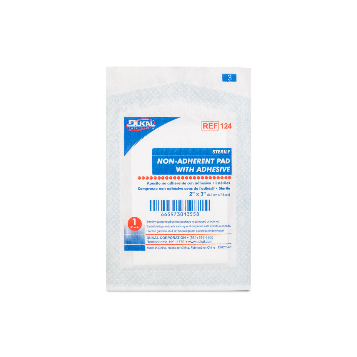 Dukal Caliber Non-Adherent Island Dressing, Sterile, 2" x 3"