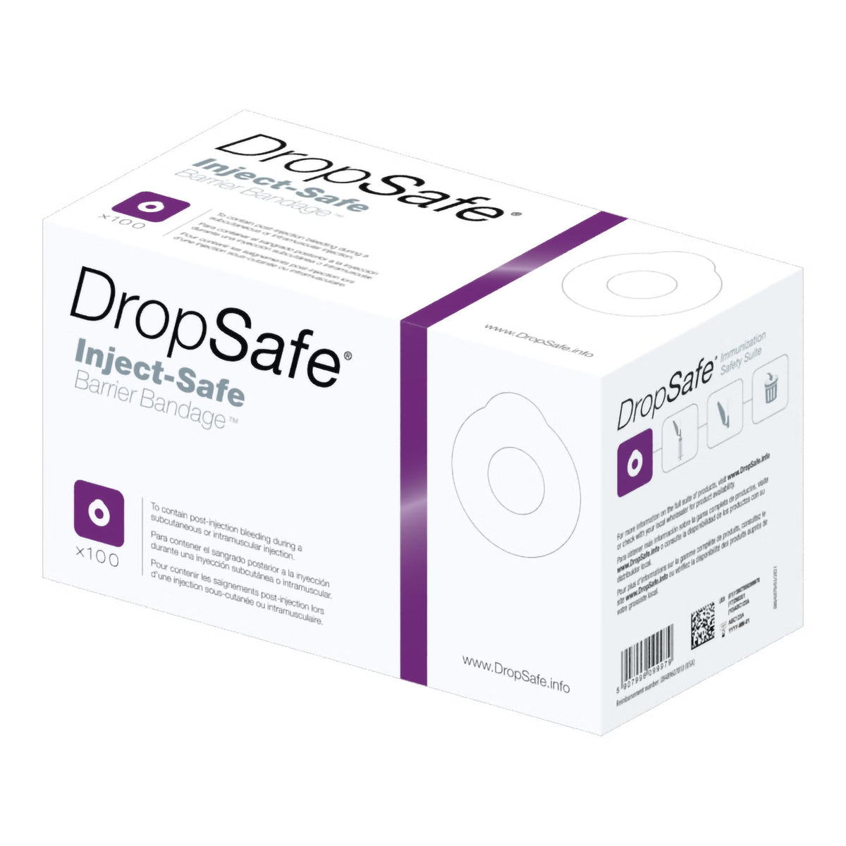 DropSafe Inject-Safe Barrier Bandage Pre-Injection Adhesive Strip, Sterile, 1 3/8" Diameter