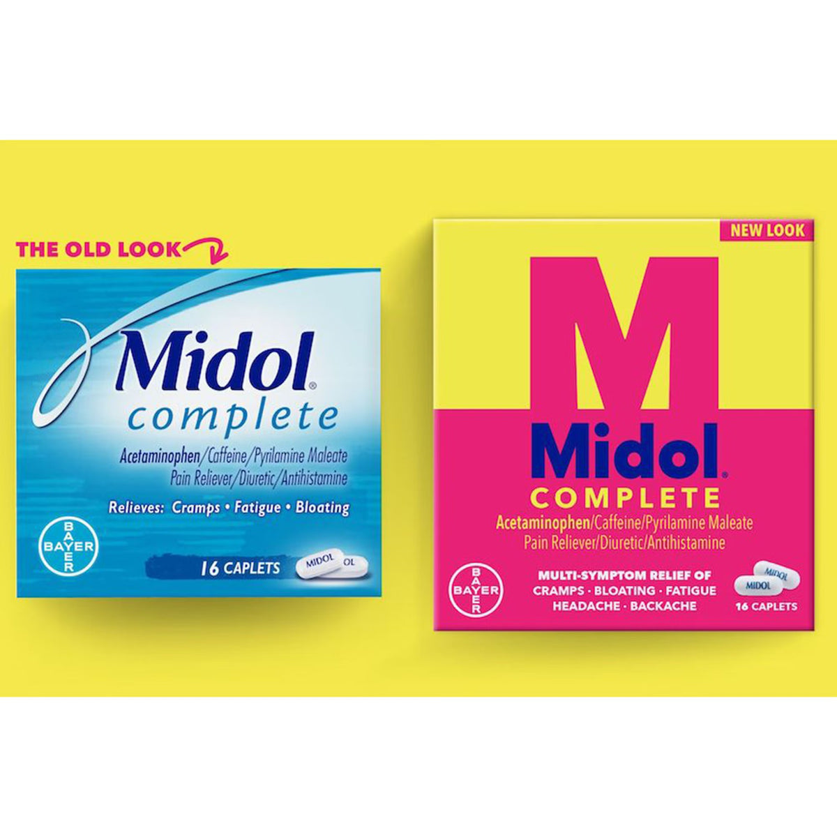 Midol Complete Caplets, Acetaminophen / Caffeine / Pyrilamine Maleate, 500 mg - 60 mg - 15 mg - 12843015859 - LL Medico