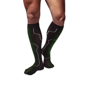 Green Drop Infused Recovery Compression Socks, Knee High, Closed Toe, Black - LL Medico