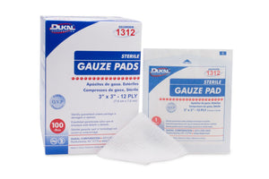 Dukal Sterile Gauze Sponge, 3 x 3 Inch, 12-Ply