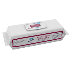 Dynarex DynaCare Premoistened Washcloths, Lightly Scented, 9" x 13", 64 Count