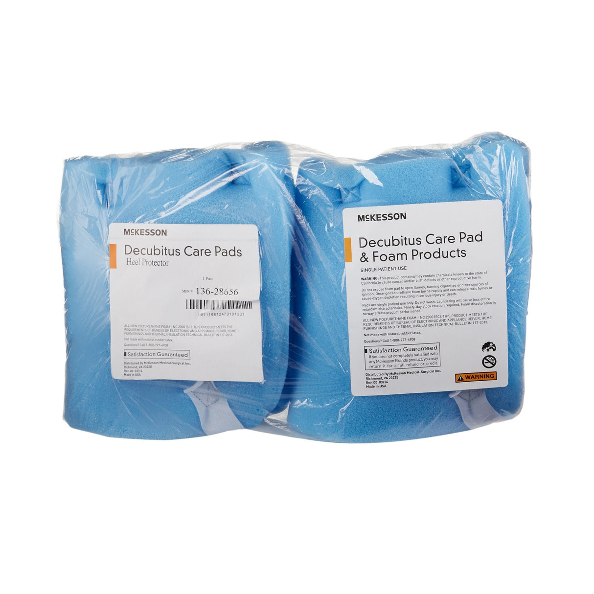McKesson Heel Protection Pads, Convoluted Foam, Blue, Hook and Loop