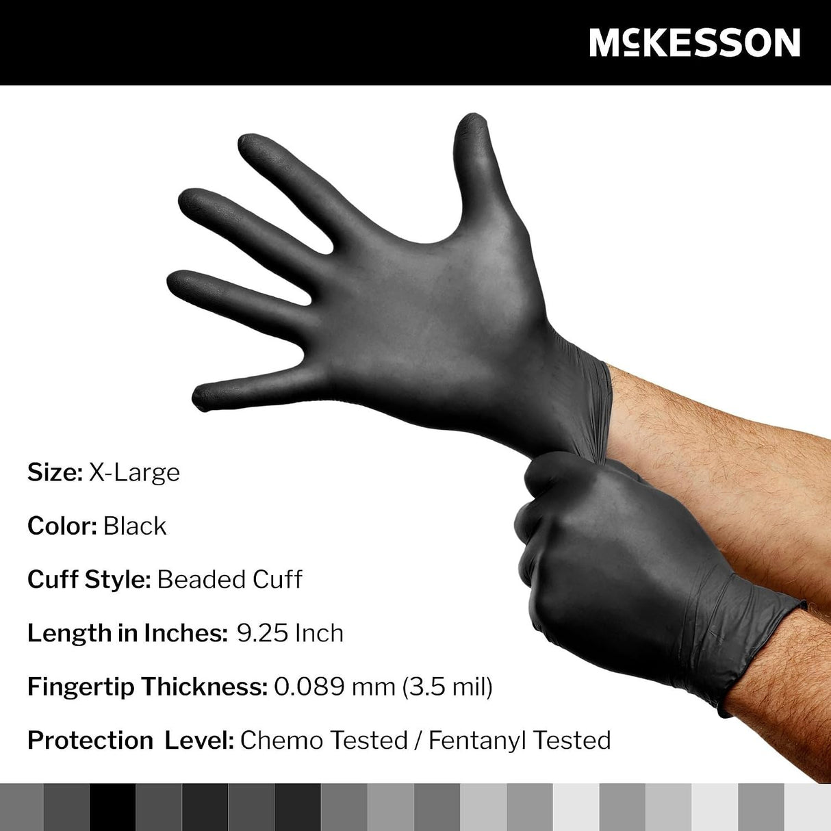 McKesson Confiderm LDC Nitrile Exam Gloves, Black, Extra Large