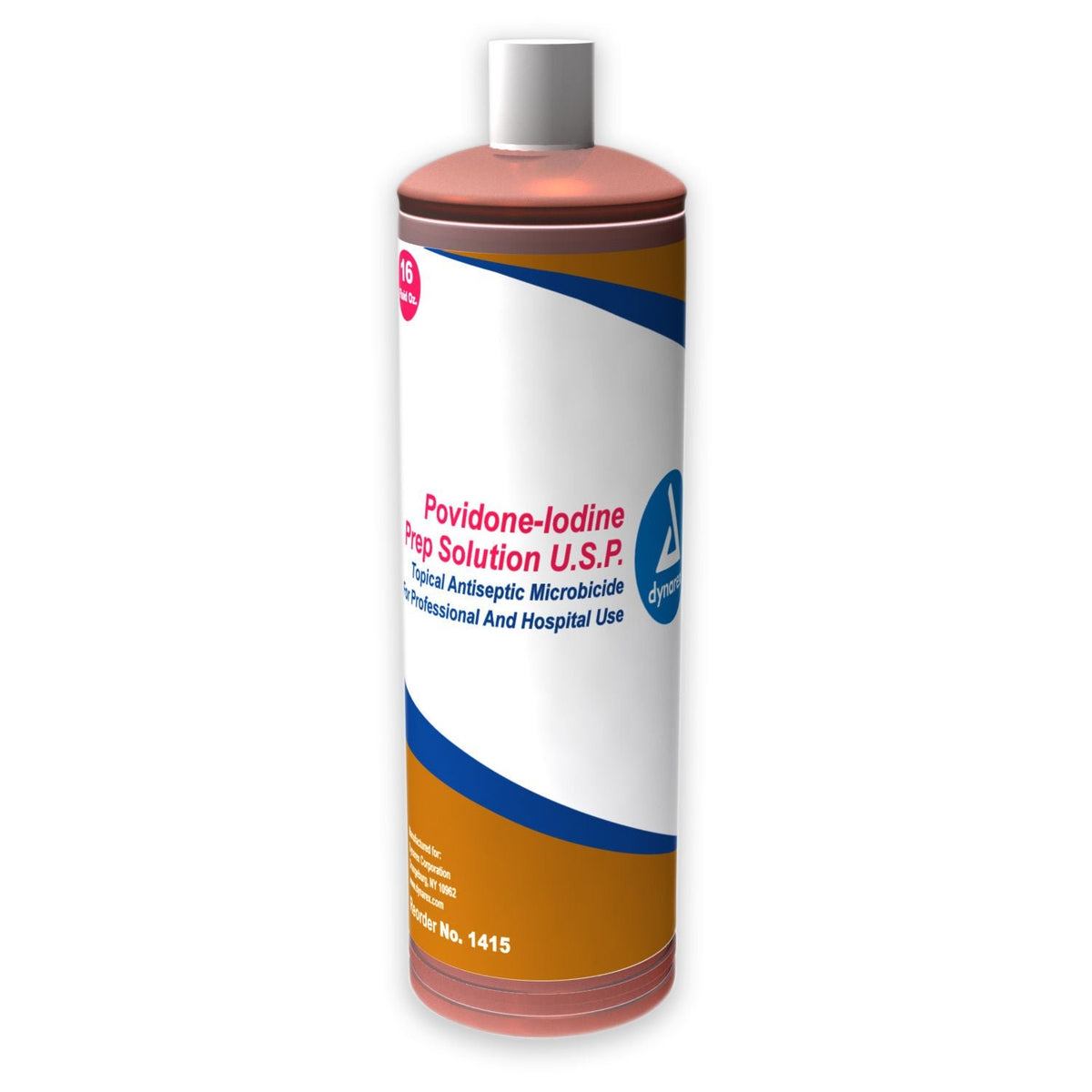 Dynarex Povidone-Iodine Prep Solution, Skin Antiseptic, 10% Strength, 16 oz Bottle, Nonsterile, Liquid - 1415-Single - LL Medico