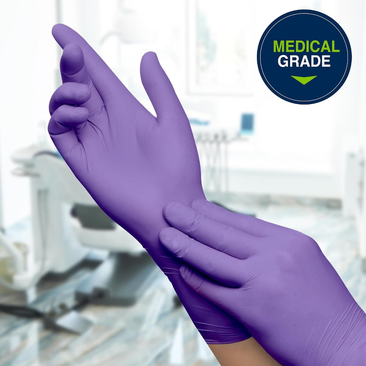 Halyard Purple Nitrile-Xtra Exam Gloves, Powder-Free, Extended Cuff