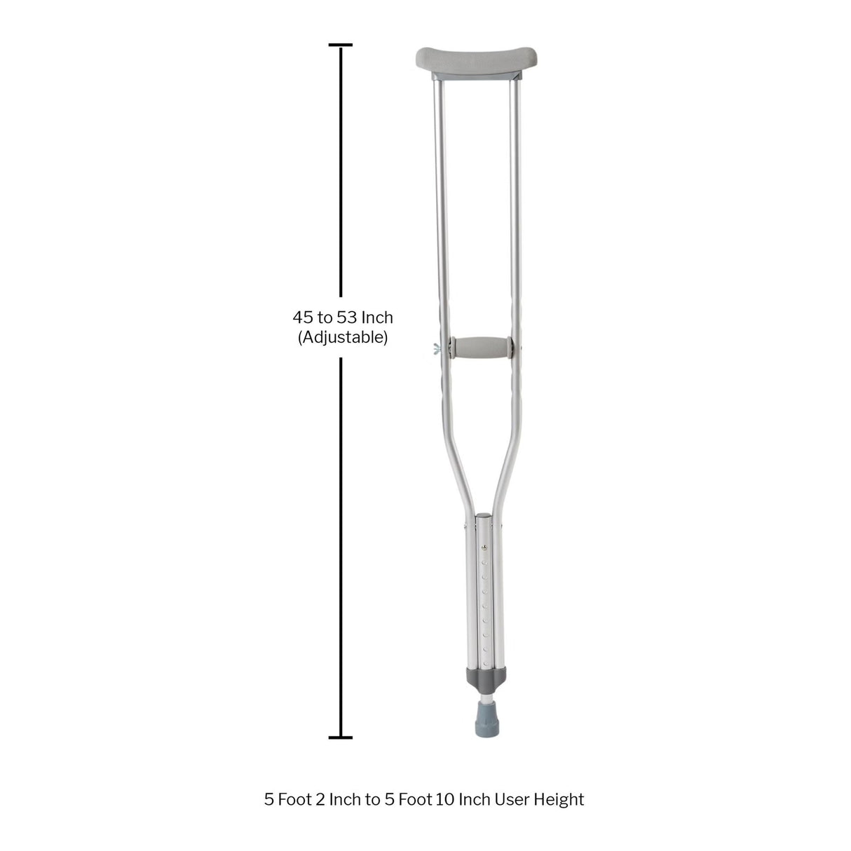 Underarm Crutches McKesson Adult 5 Foot 2 Inch to 5 Foot 10 Inch User Height Aluminum Frame 350 Lbs. Weight Capacity