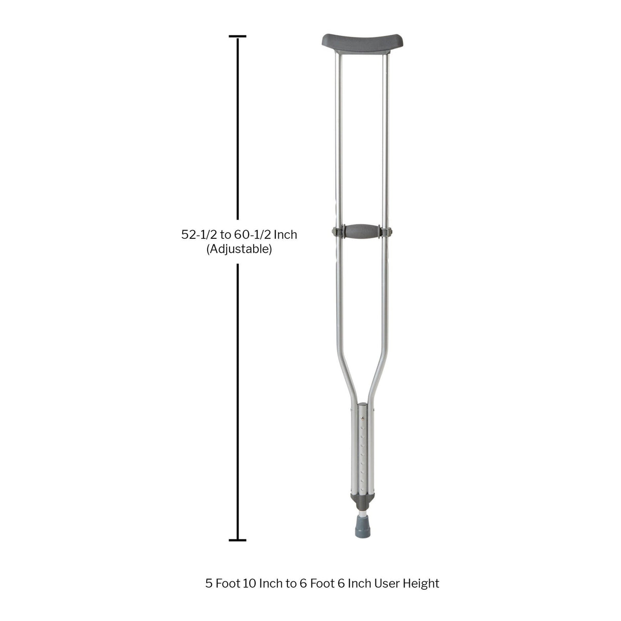 Underarm Crutches McKesson Tall Adult 5 Foot 10 Inch to 6 Foot 6 Inch User Height Aluminum Frame 350 Lbs. Weight Capacity