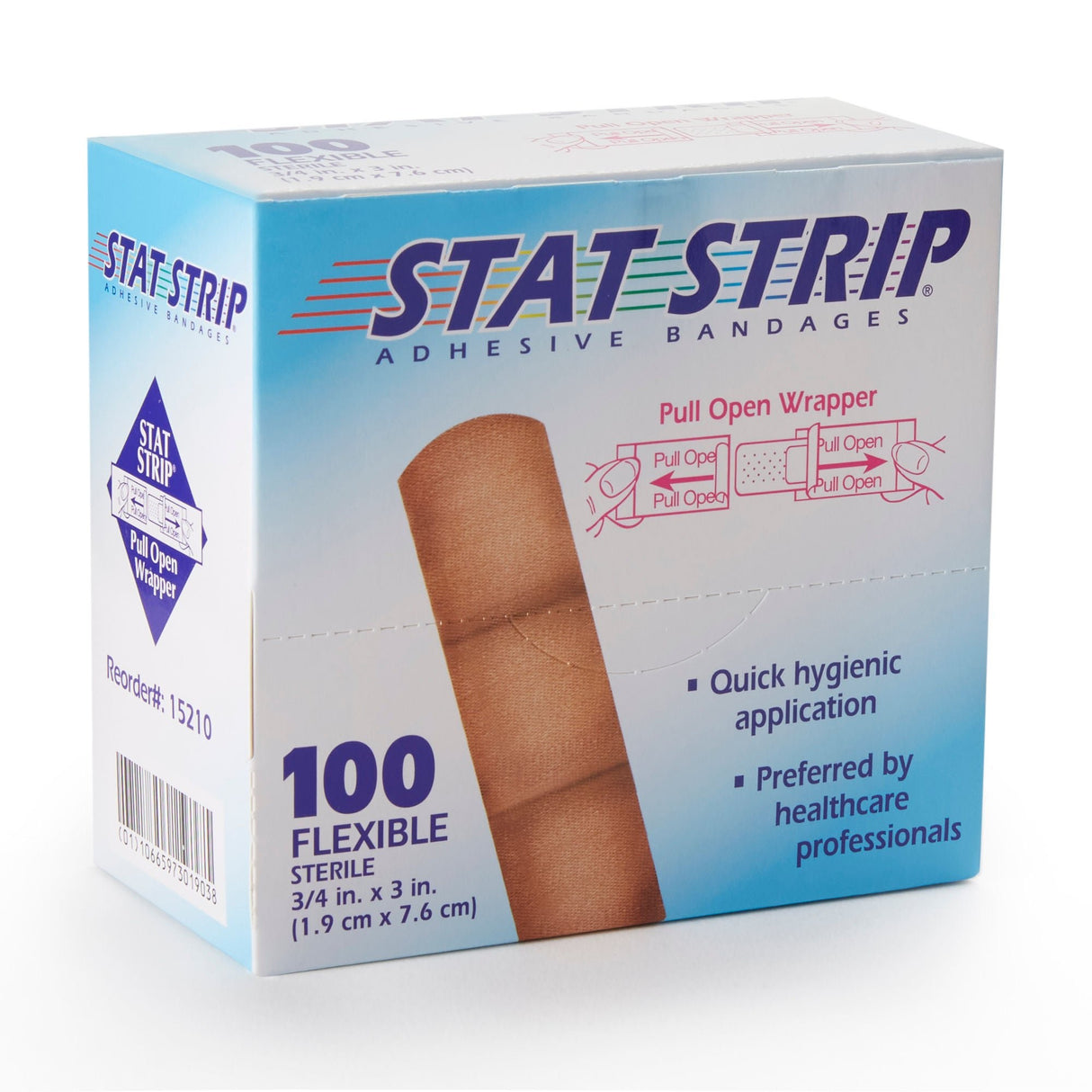 Dukal American White Cross Stat Strip Adhesive Strip, 3/4 x 3 Inch