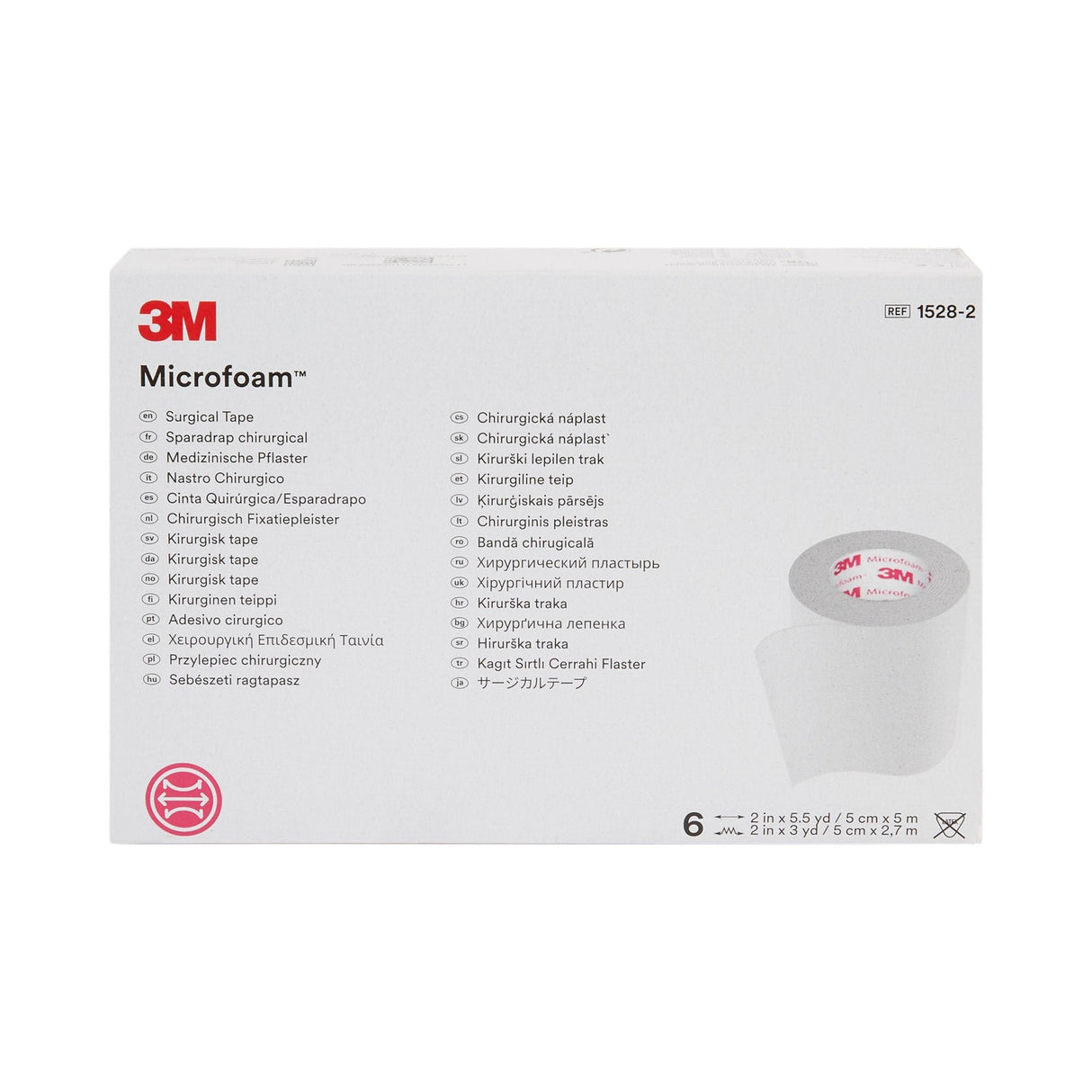 3M Microfoam Foam / Acrylic Adhesive Medical Tape, 2 Inch x 5-1/2 Yard, White