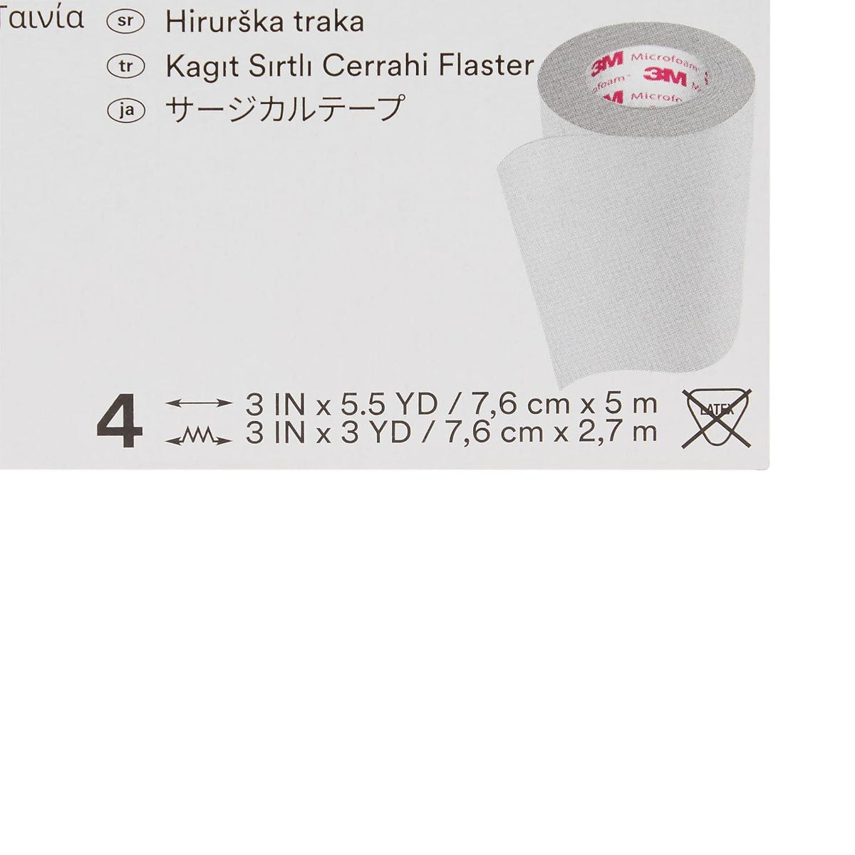 3M Microfoam Foam / Acrylic Adhesive Medical Tape, 3 Inch x 5-1/2 Yard, White