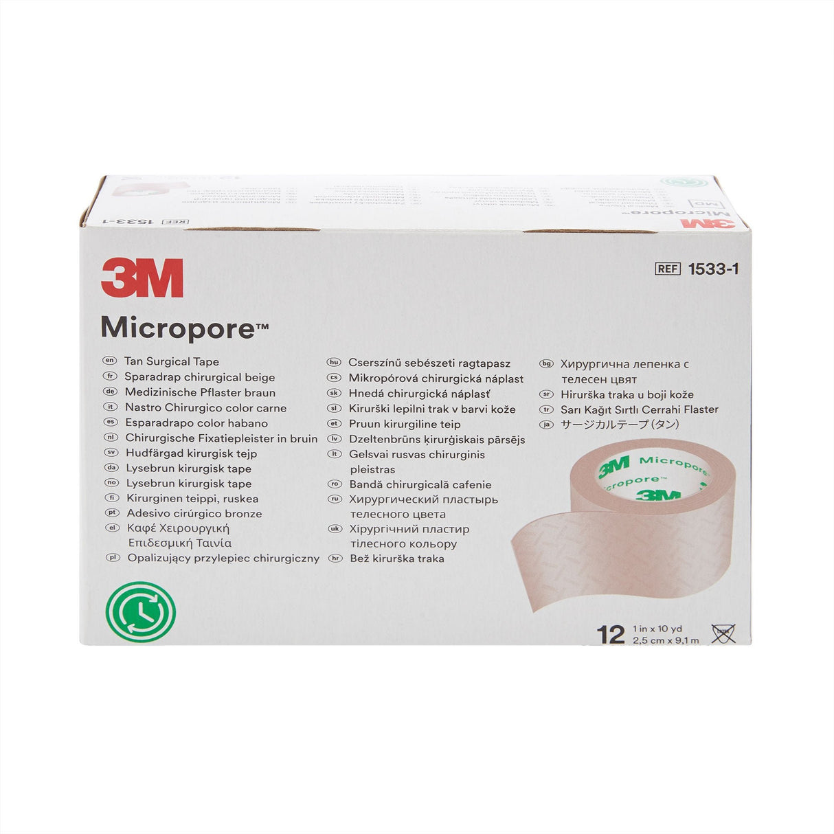 3M Micropore Paper Medical Tape, Tan, 1" x 10 yard, Non-Sterile - 1533-1 - LL Medico