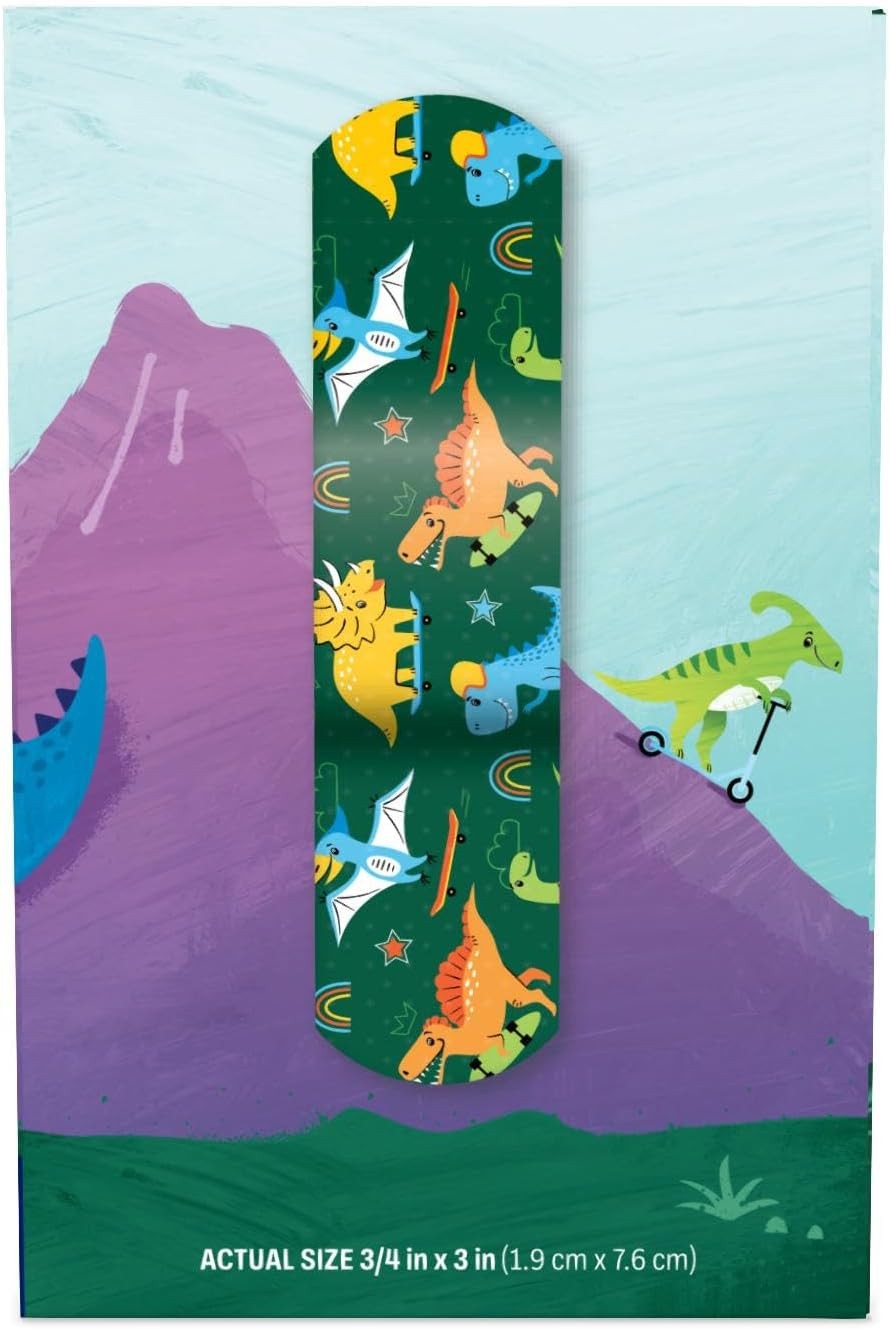 Dukal American White Cross Stat Strip Kid Design Herbie the Dinosaur Adhesive Strip