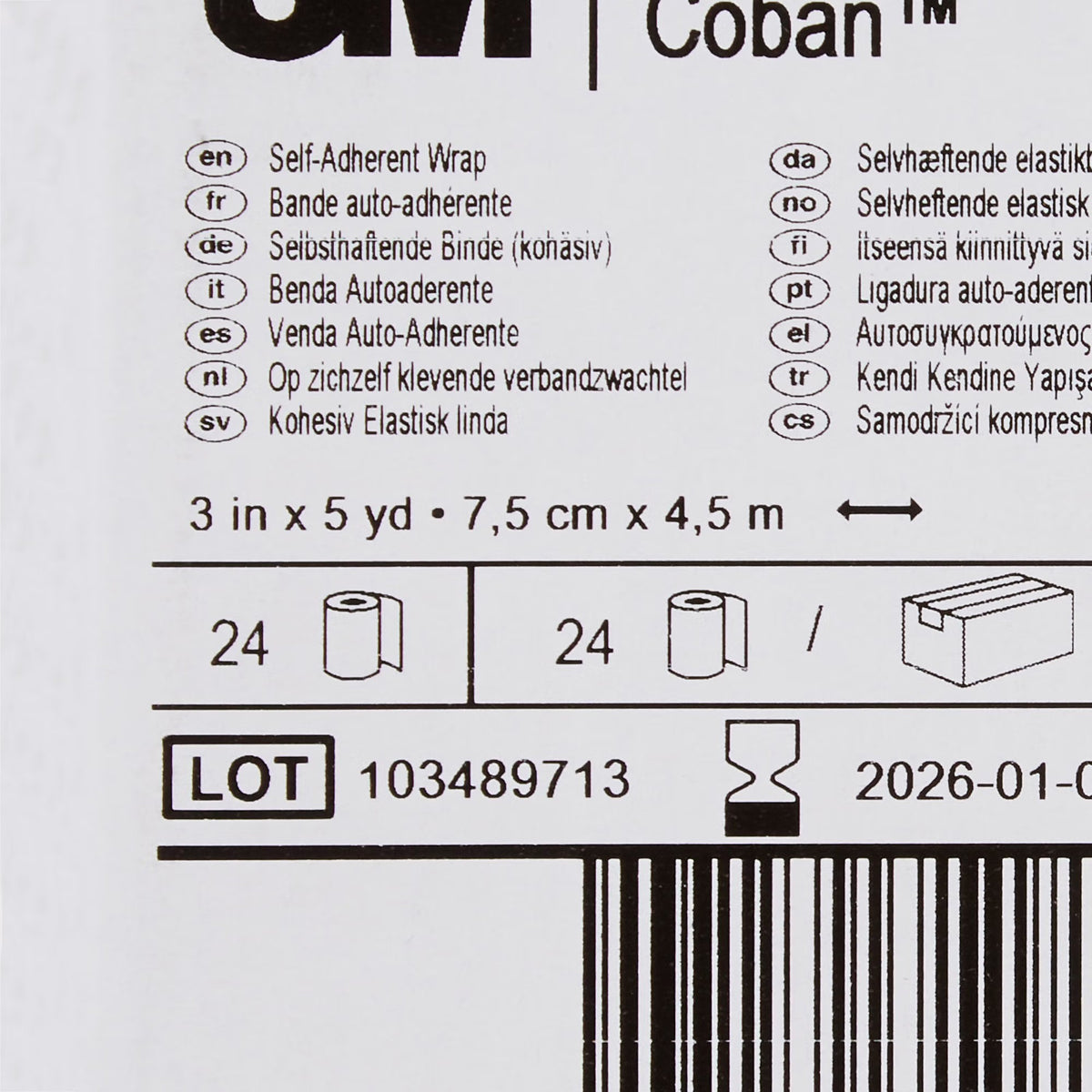 3M Coban Self-Adherent Cohesive Bandage, Tan, Nonwoven Elastic Latex, Nonsterile, Standard Compression - LL Medico