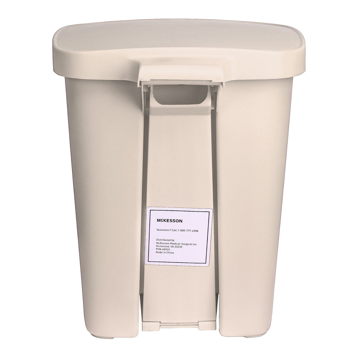 McKesson Waste Can, Step-On Pedal, Plastic, Rectangular, 32 Quart / 8 gal, 14.37 D x 15.16 W x 18.9 H Inch - LL Medico