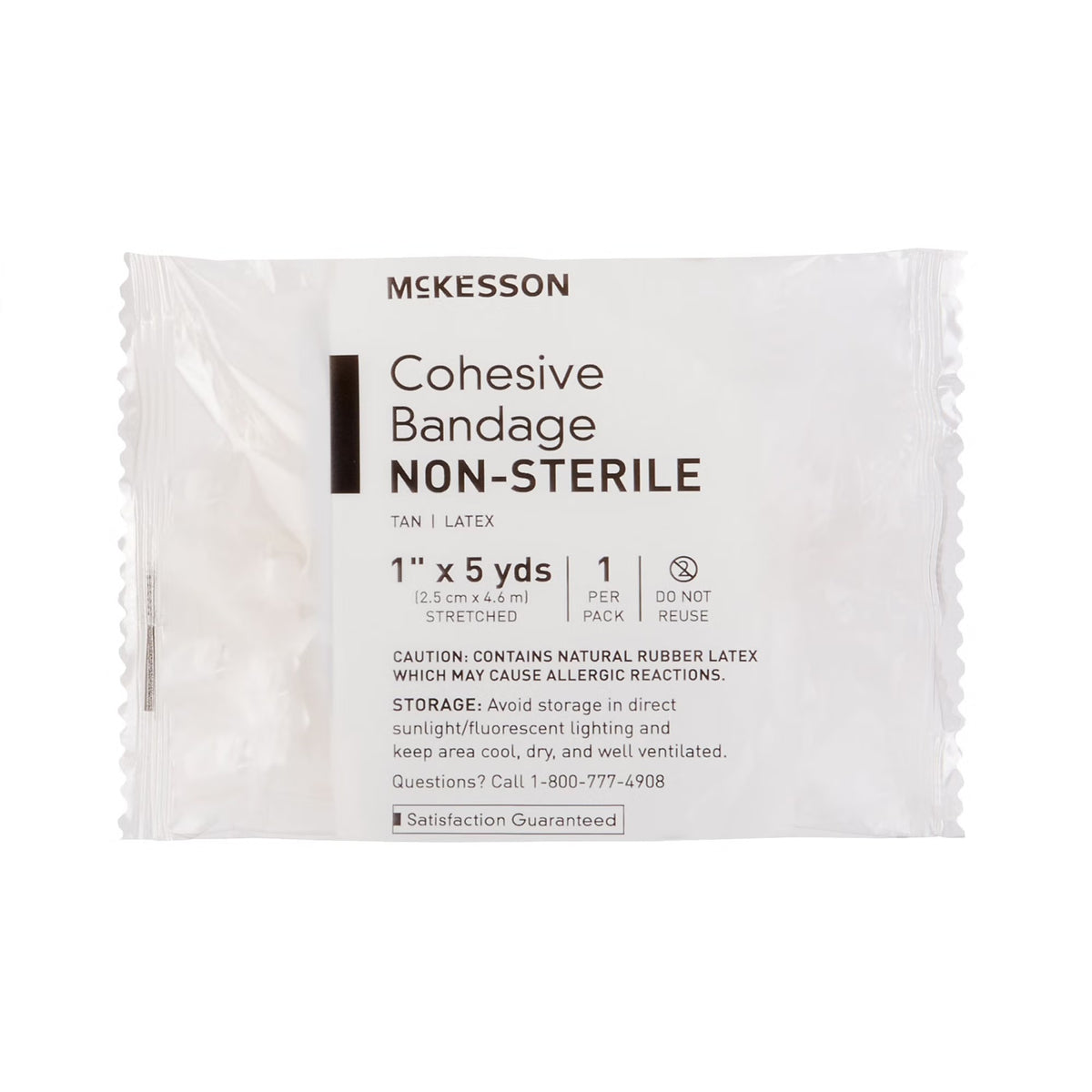 McKesson Cohesive Bandage, Self-Adherent Closure, Tan, Elastic, Non-Sterile, Standard Compression, Contains Latex, 5 Yard Length - LL Medico