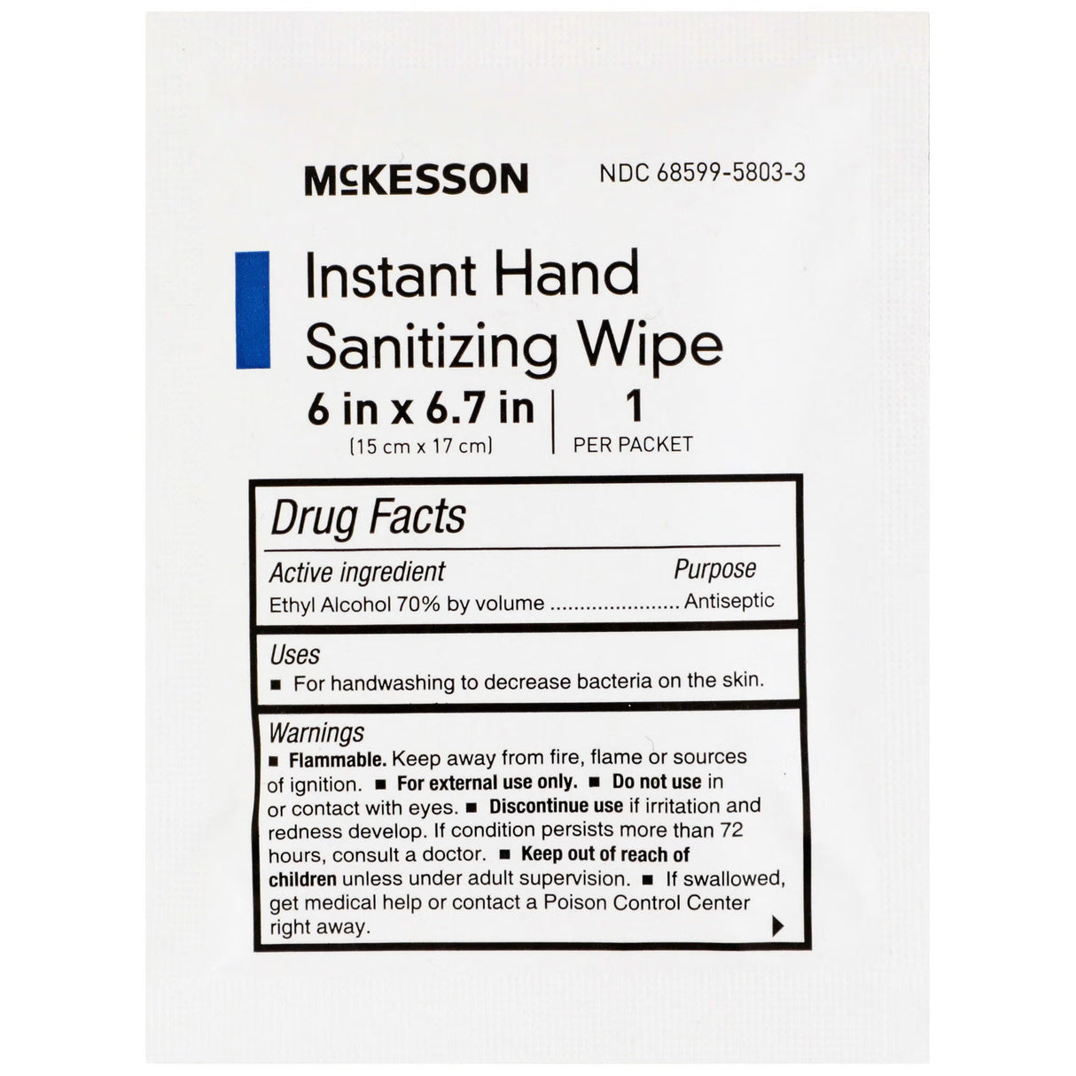 McKesson Instant Hand Sanitizing Wipes, 6" x 6.7" - 16-3500 - LL Medico