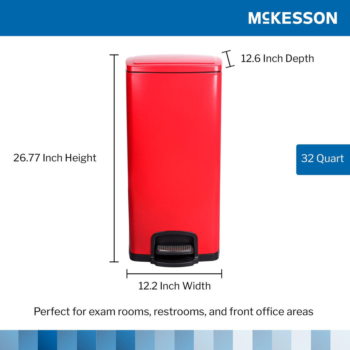 McKesson Step-On Trash Can, Square, Metal - LL Medico