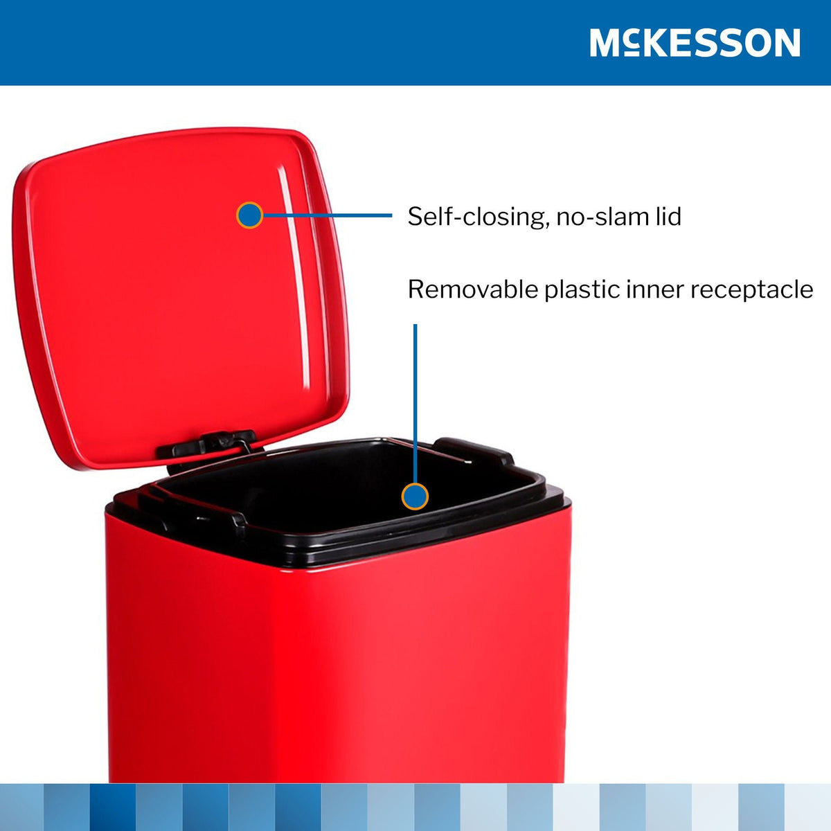 McKesson Step-On Trash Can, Square, Metal - LL Medico