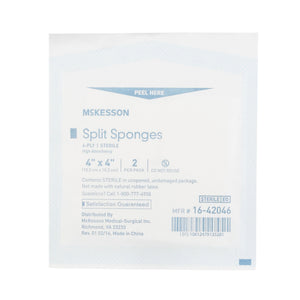 McKesson Split Sponges, 4" x 4", 6-Ply Sterile - 16-42046 - LL Medico