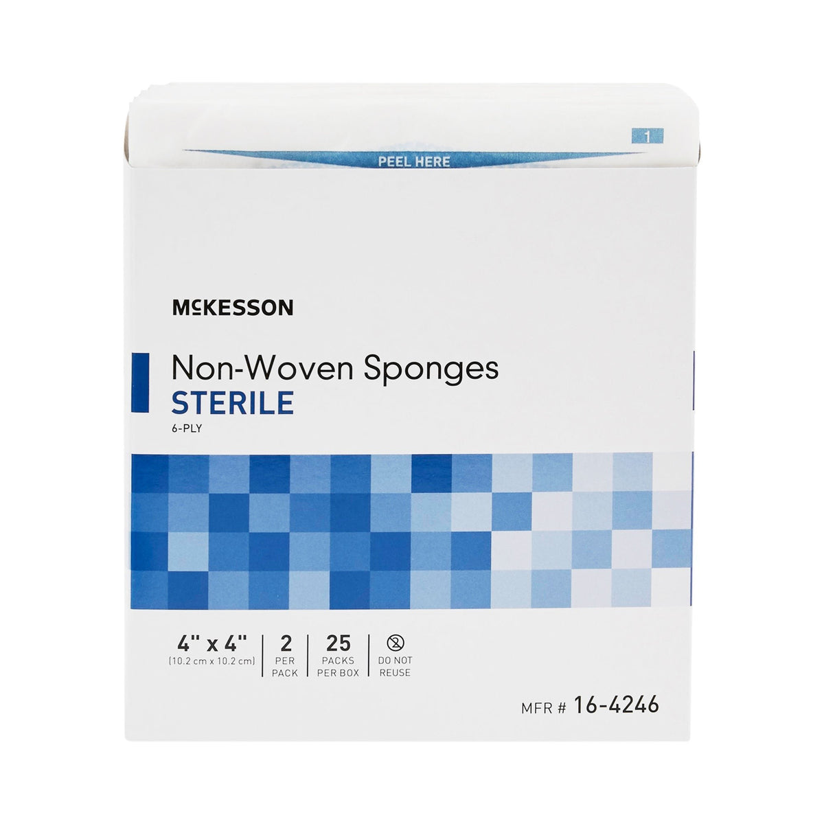 McKesson Non-Woven Sponges Sterile 6-Ply, 4" x 4", 2 per Pack - 16-4246 - LL Medico