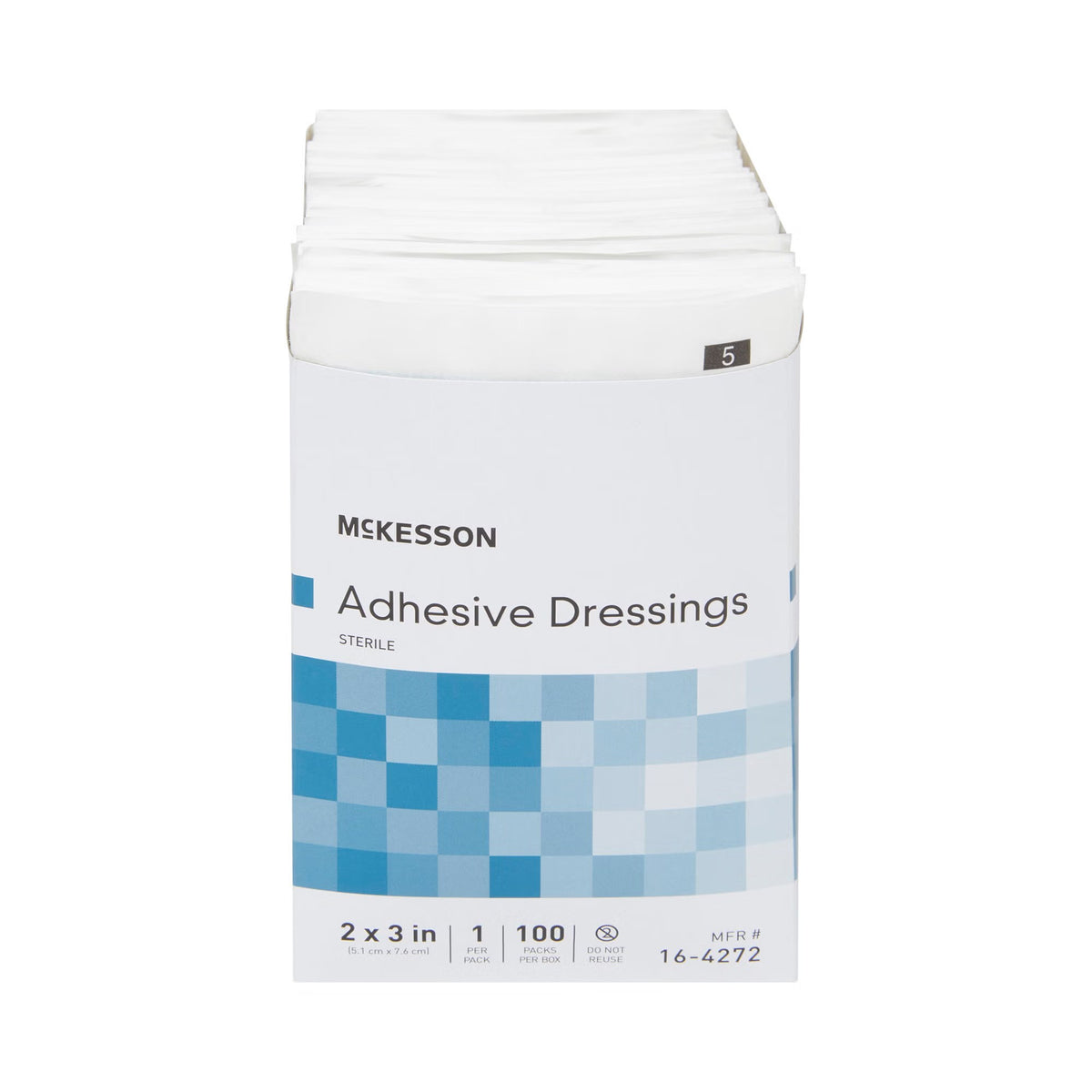 McKesson Adhesive Dressing, Non-Adherent, White, Cotton / Polyester, Sterile, 2 x 3" - 16-4272 - LL Medico