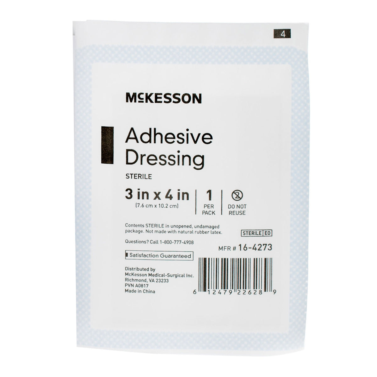 McKesson Adhesive Dressing, Non-Adherent, White, Cotton / Polyester, Sterile, 3 x 4" - 16-4273 - LL Medico