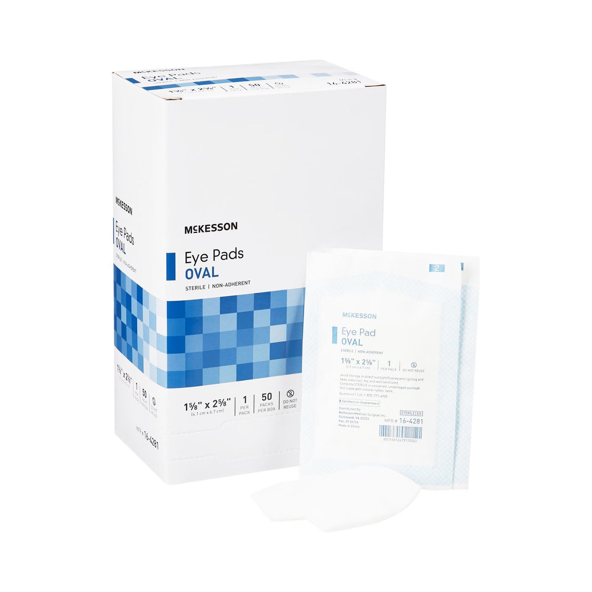 McKesson Eye Pad, Oval, White, Cotton Filler with Nonwoven Outer Layer, Sterile - LL Medico