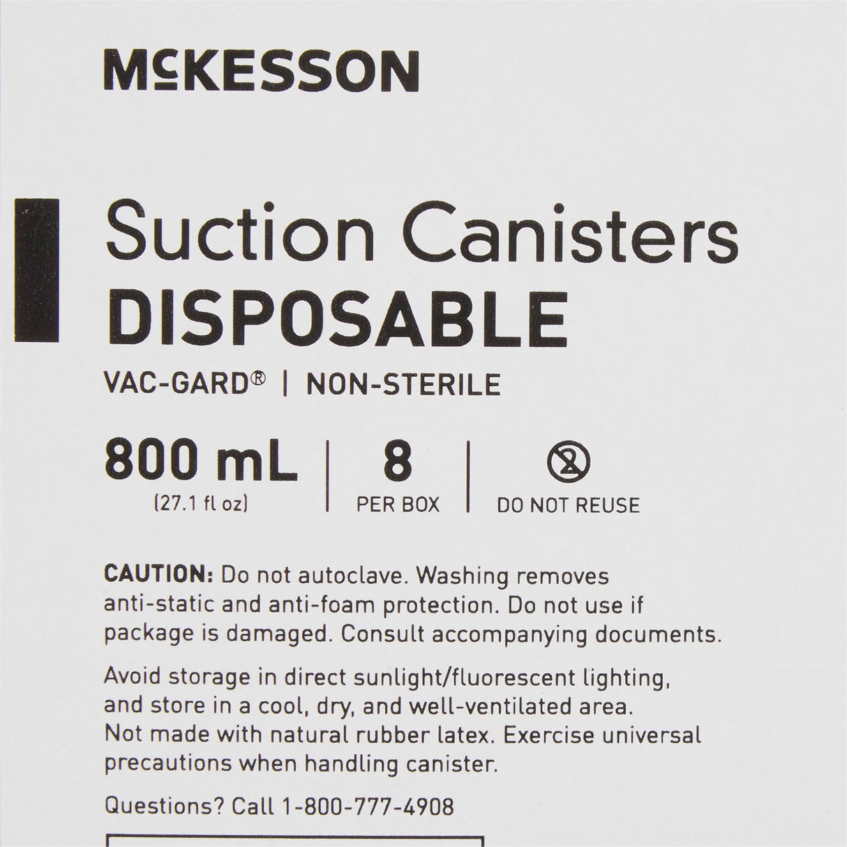 McKesson Suction Canister, Pour Lid, 800 mL