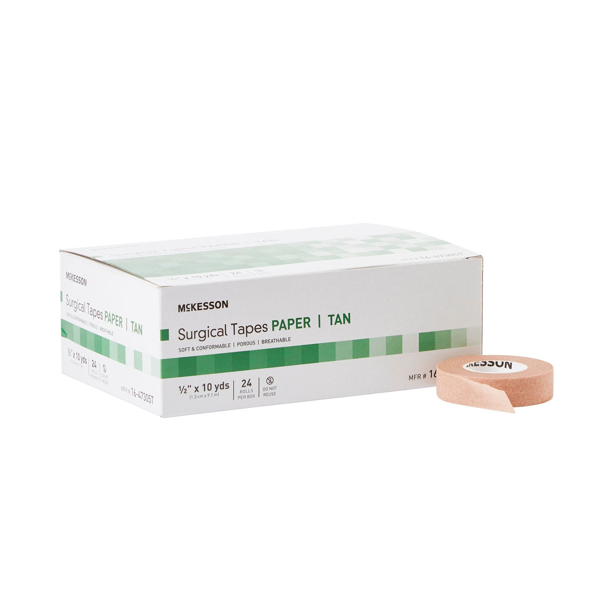 McKesson Medical Tape, Nonsterile, Tan, Paper, 0.5" x 10 yard - 16-47305T - LL Medico