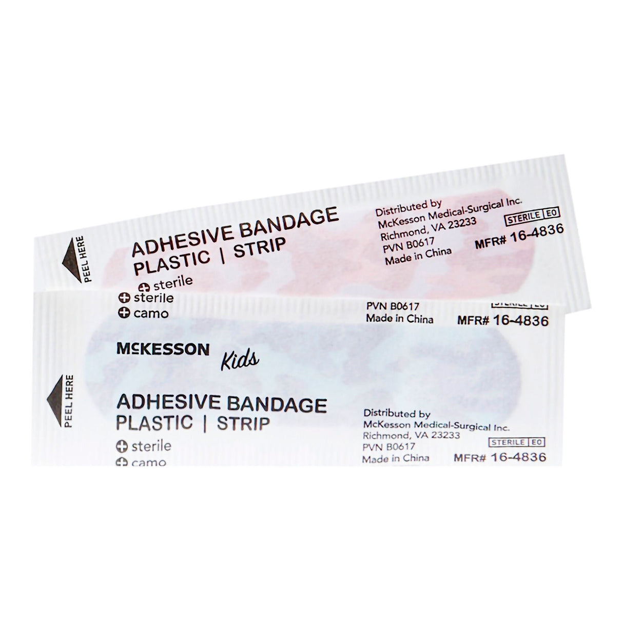 McKesson Kids Kid Design (Blue / Pink Camo) Adhesive Strip, 3/4 x 3 Inch