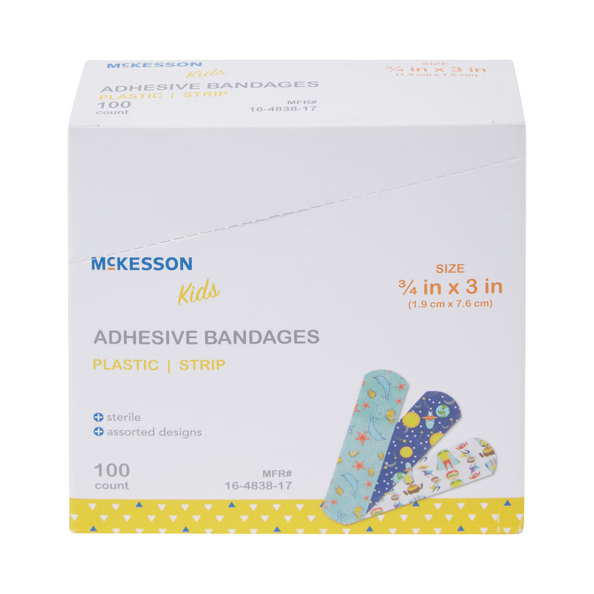 McKesson Kids Kid Design (Assorted Prints) Adhesive Strip, 3/4 x 3 Inch