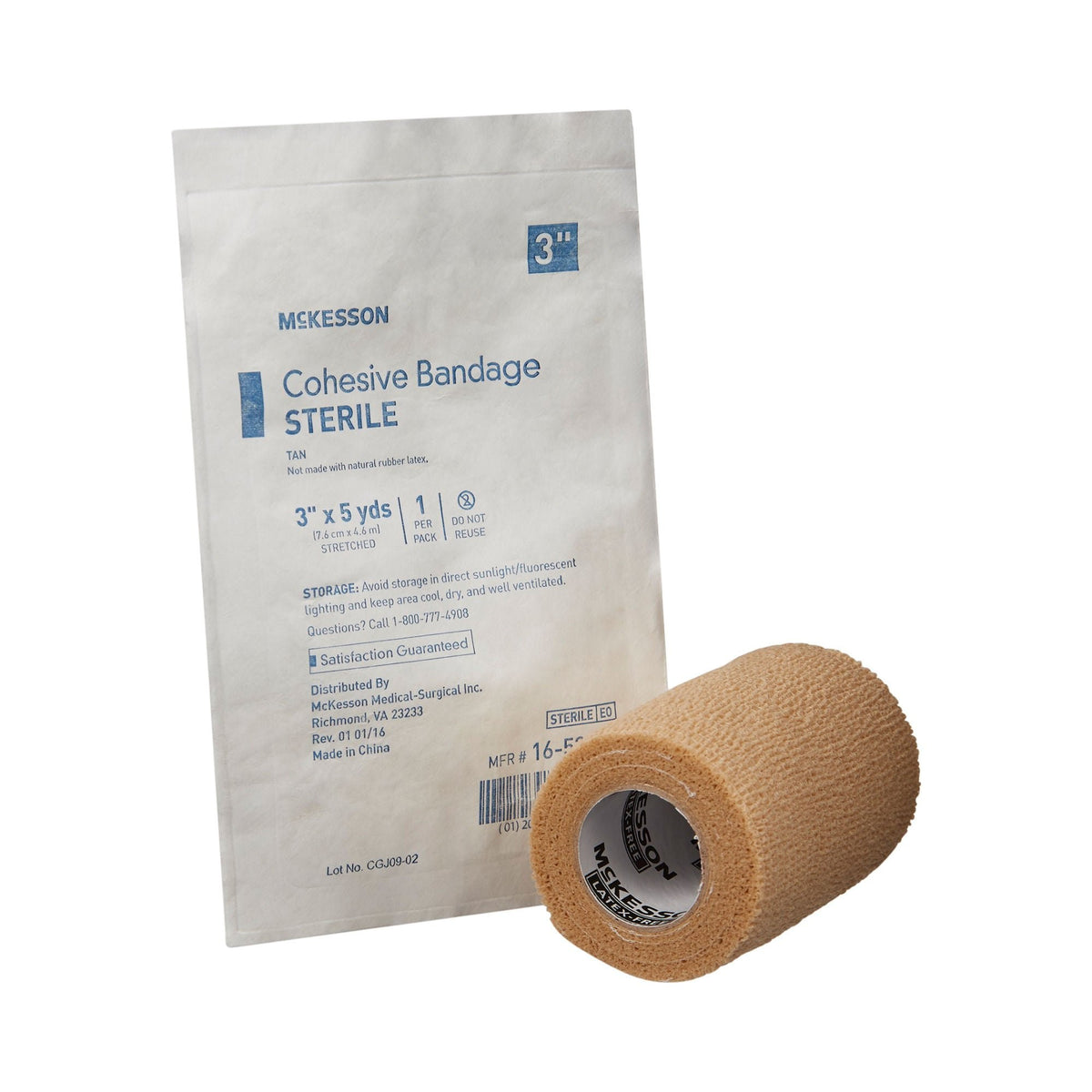 McKesson Cohesive Bandage, Self-Adherent, Tan, Sterile, Latex-Free, Elastic - LL Medico