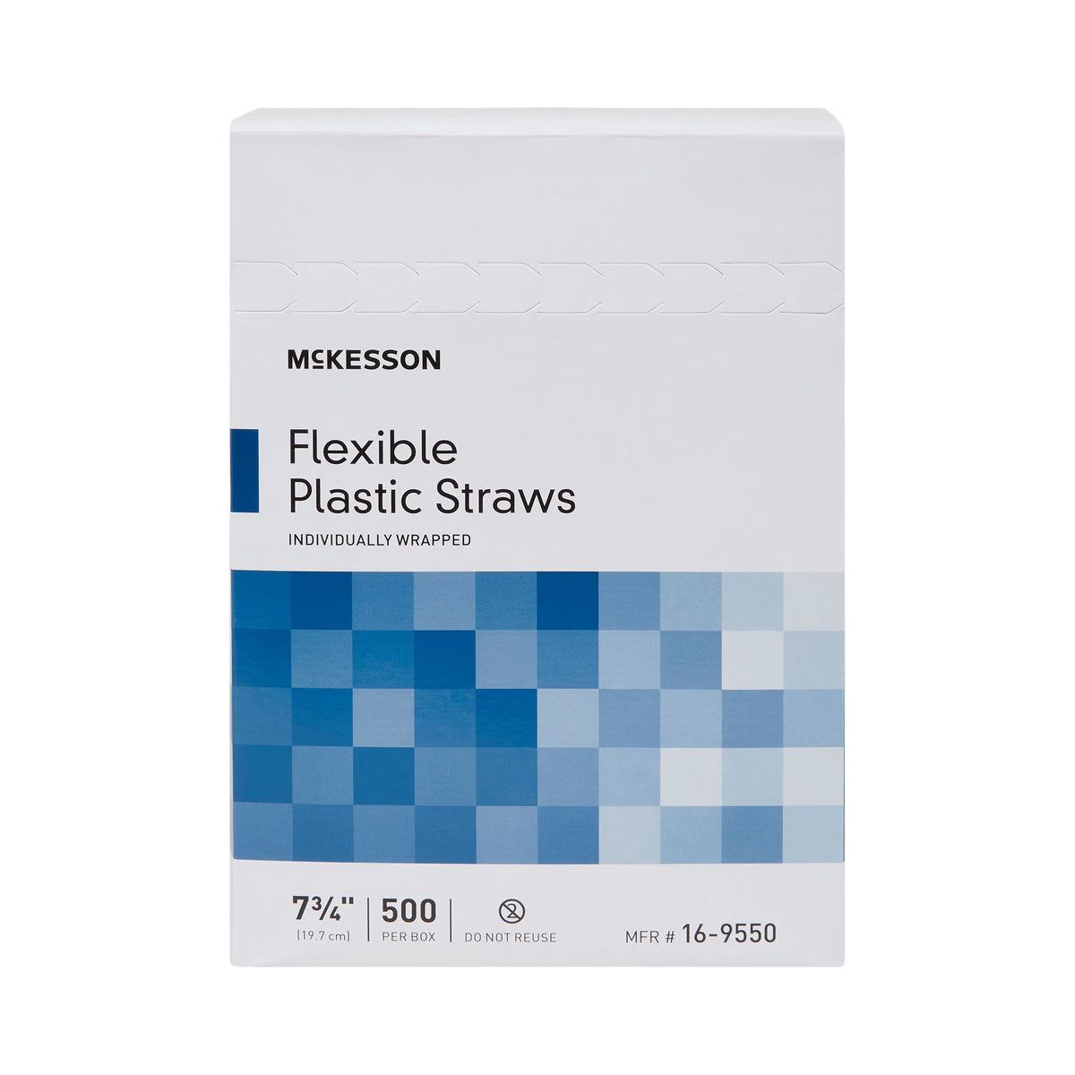 McKesson Flexible Drinking Straw, 7.75" Length, White, Plastic, Individually Wrapped - 16-9550 - LL Medico