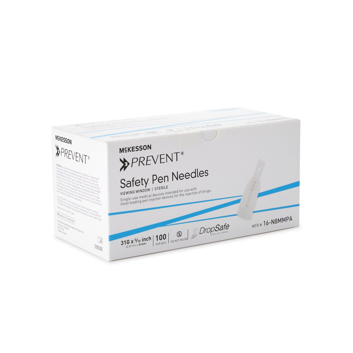 McKesson Prevent Safety Insulin Pen Needle, 31 Gauge, 8 mm Length, Sterile - 16-N8MMPA - LL Medico