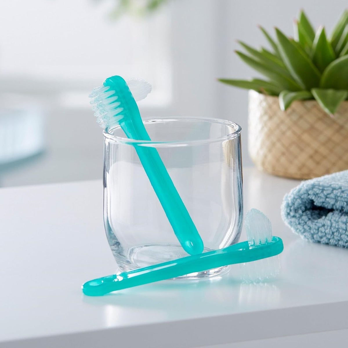 McKesson Denture Brush Two-Sided, Green, 4.25"