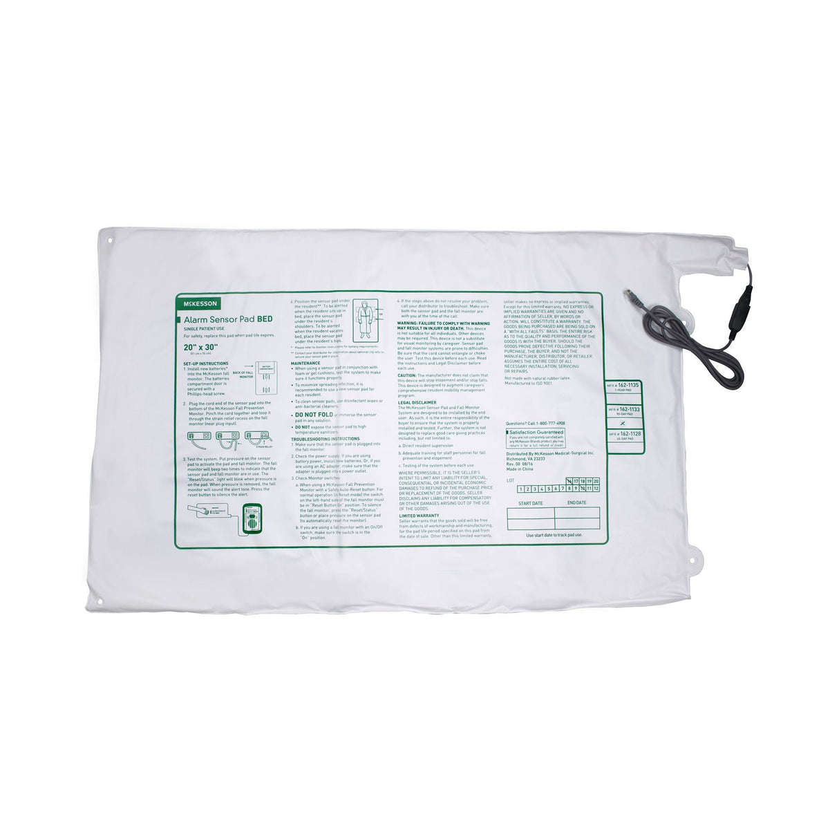 Bed Sensor Pad McKesson 20 X 30 Inch