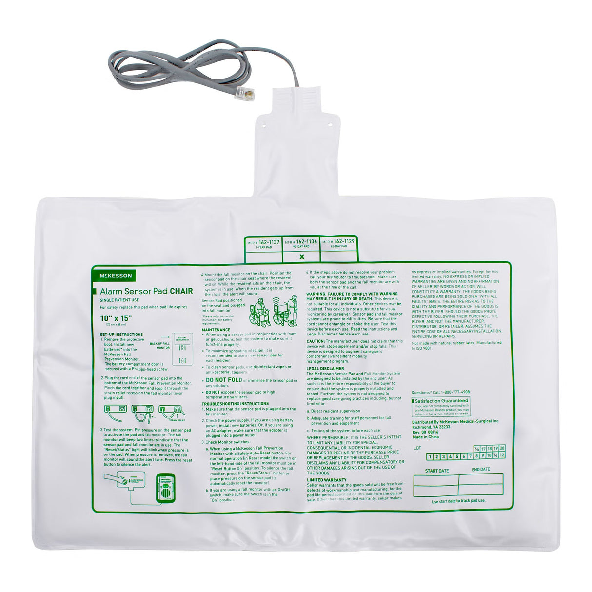 Chair Sensor Pad McKesson 10 X 15 Inch
