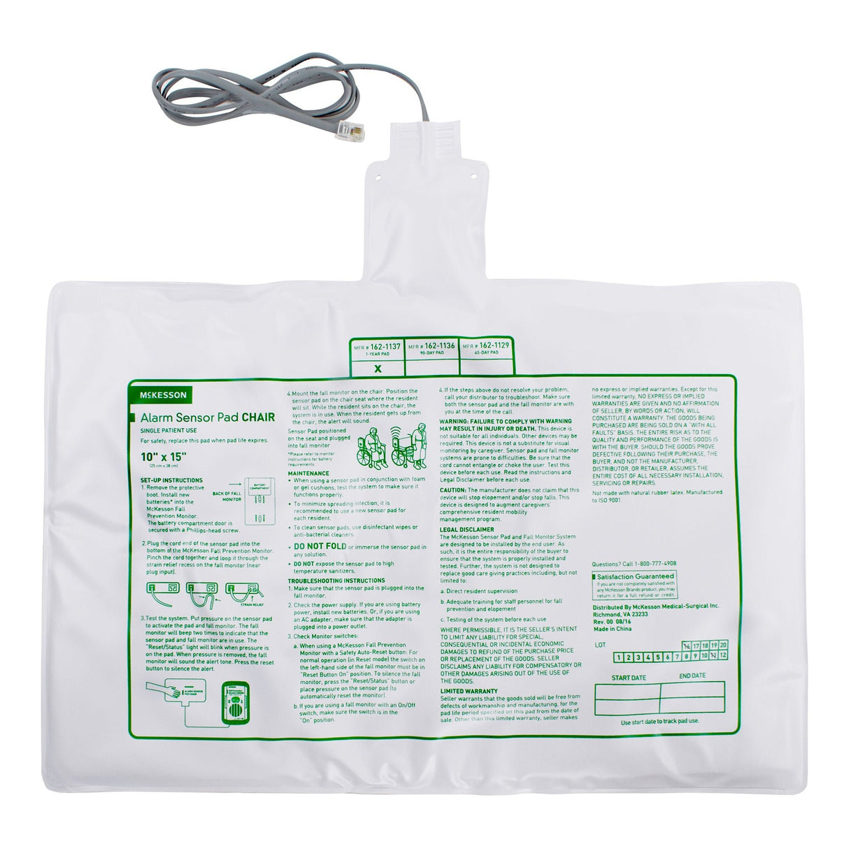 Chair Sensor Pad McKesson 10 X 15 Inch